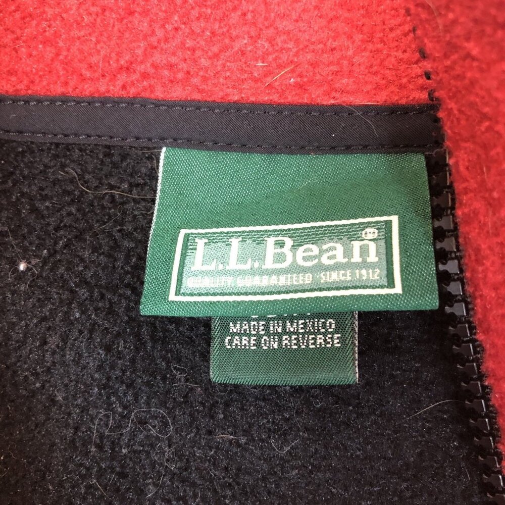LL Bean Mens Sunday River Ski Resort Black & Red Fleece Full Zip  Jacket Medium - Picture 5 of 10